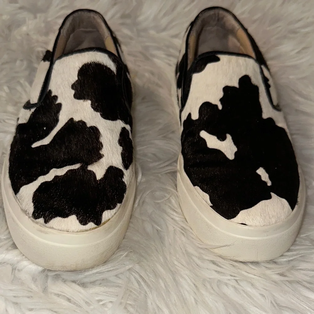INC International Concepts, Cow Hair Fur Upper Black/White Slip On Sneaker 8M